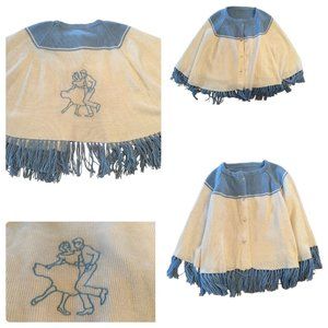 Vintage 1950’s-60’s, Sweater, Shaw, Poncho, Western Square Dancers, Button Front